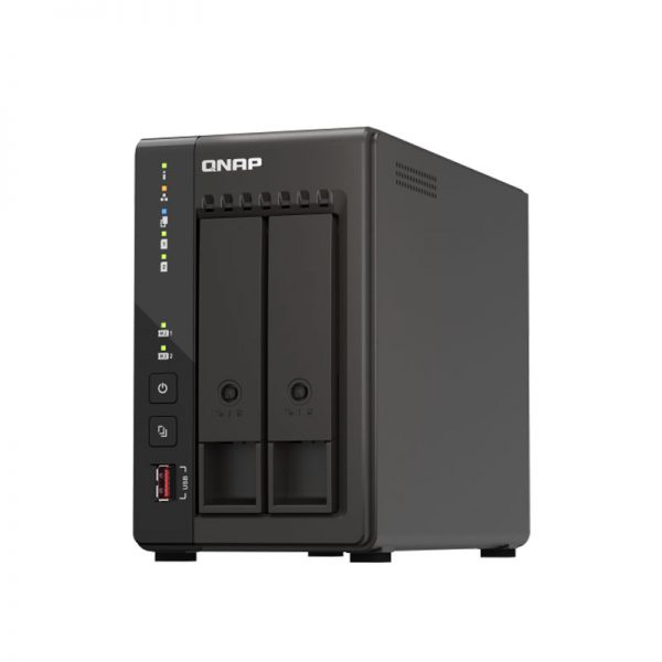 QNAP-TS-253E-8G-Front-Left, QNAP 2-Bay Storage 4 Core 8GB RAM TS-253E-8G