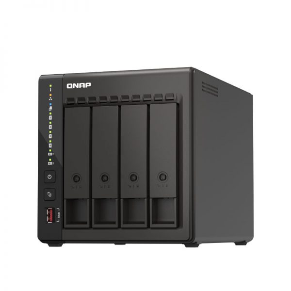 QNAP-TS-453E-8G-Front-Left, QNAP 4-Bay Storage 4 Core 8GB RAM TS-453E-8G