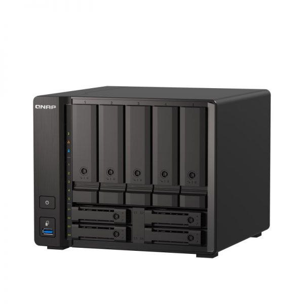 QNAP-TS-h973AX-Top-Front-Left, QNAP 9-Bay Storage 4 Core 8GB RAM TS-h973AX-8G