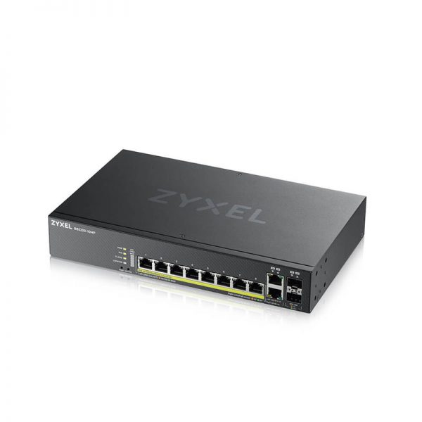 ZyXEL-GS2220-Series-Switches-GS2220-10HP-Front-Left, ZyXEL GS2220 Series 10-port Switches GS2220-10HP