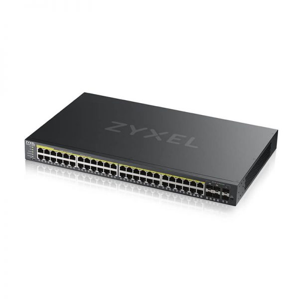 ZyXEL-GS2220-Series-Switches-GS2220-50HP-Front-Left, ZyXEL GS2220 Series 50-port Switches GS2220-50HP